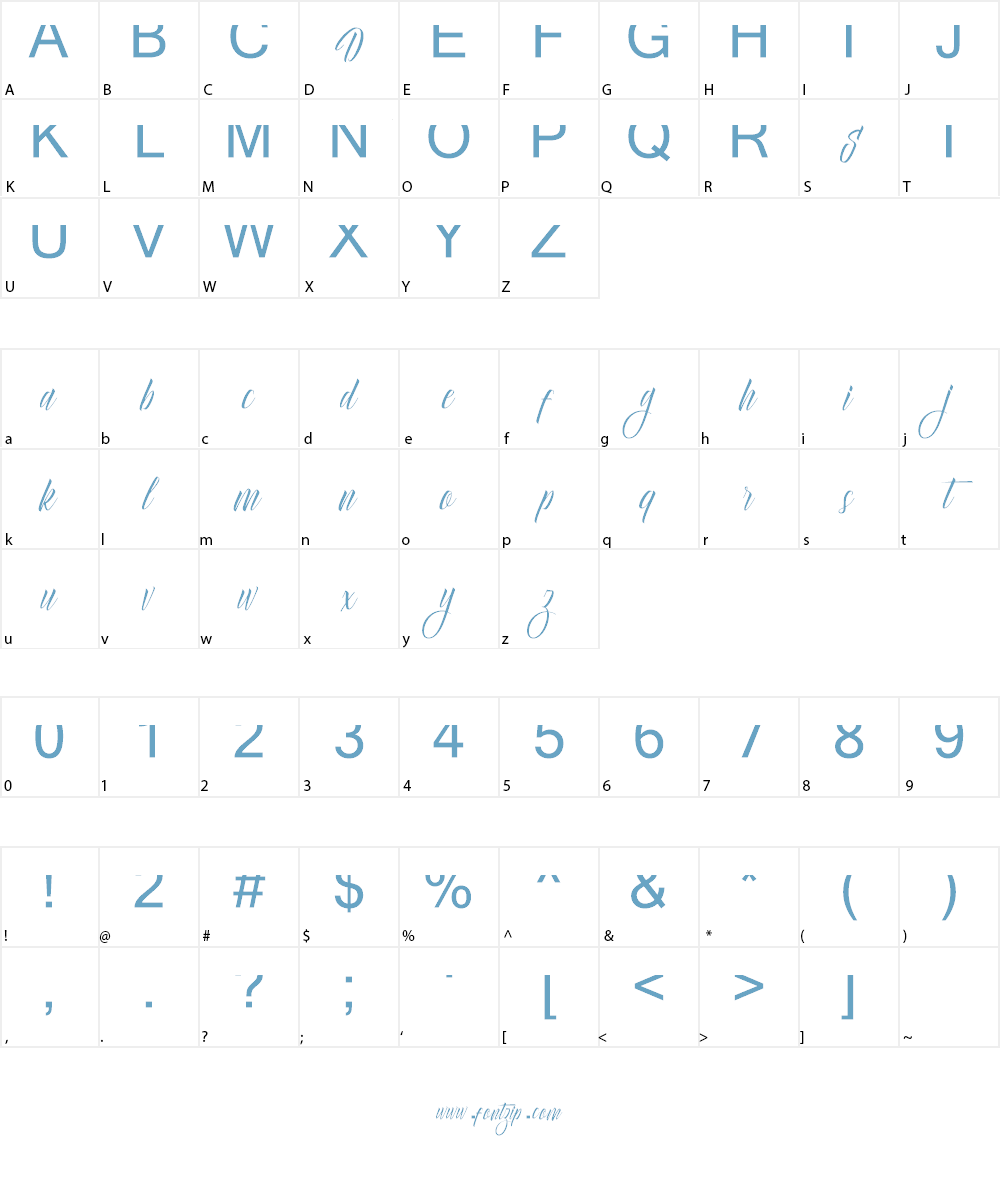 Delphin Spring DEMO Font Character